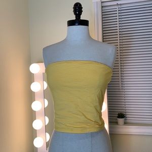 Women’s Yellow Strapless Crop Top Size Large